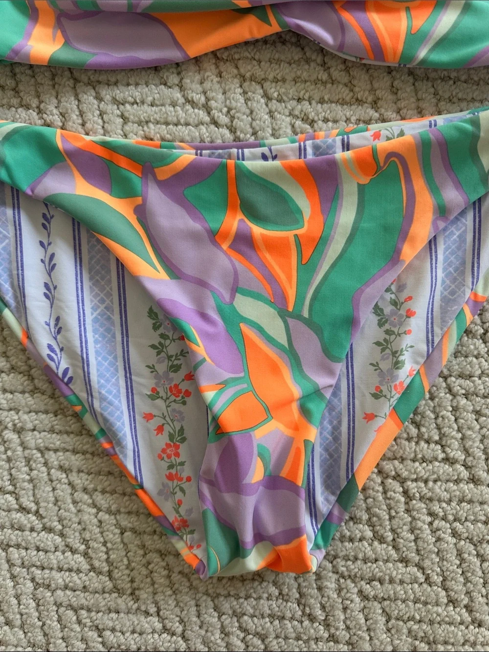 Maaji Girls Multicolor Floral & Stripe Bikini — Orange, Green, Purple, Lavender